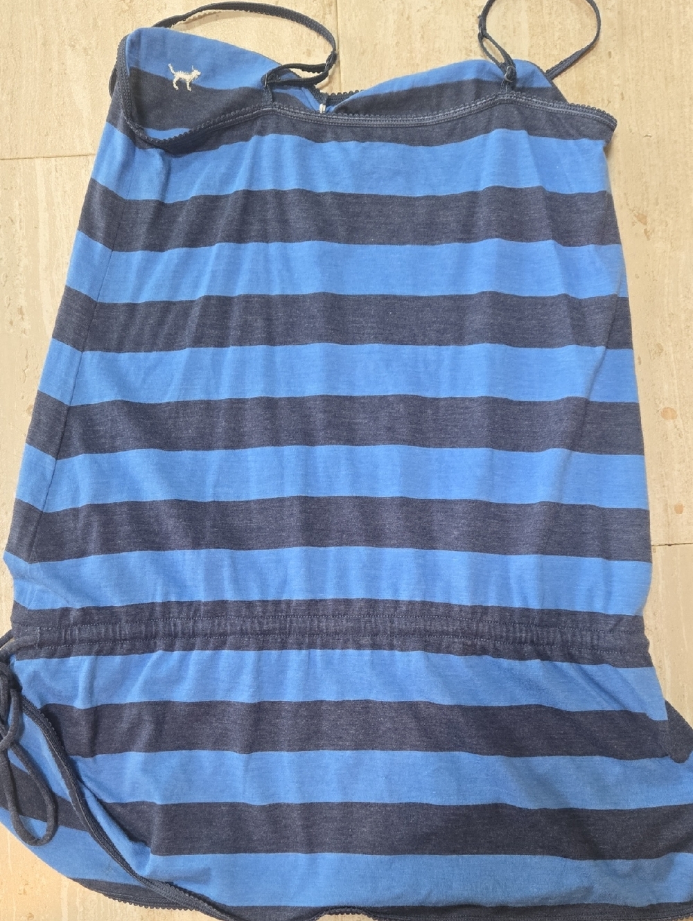 PINK Victoria's Secret Love Pink University Blue Striped Drawstring  Tunic Top - Picture 9 of 10